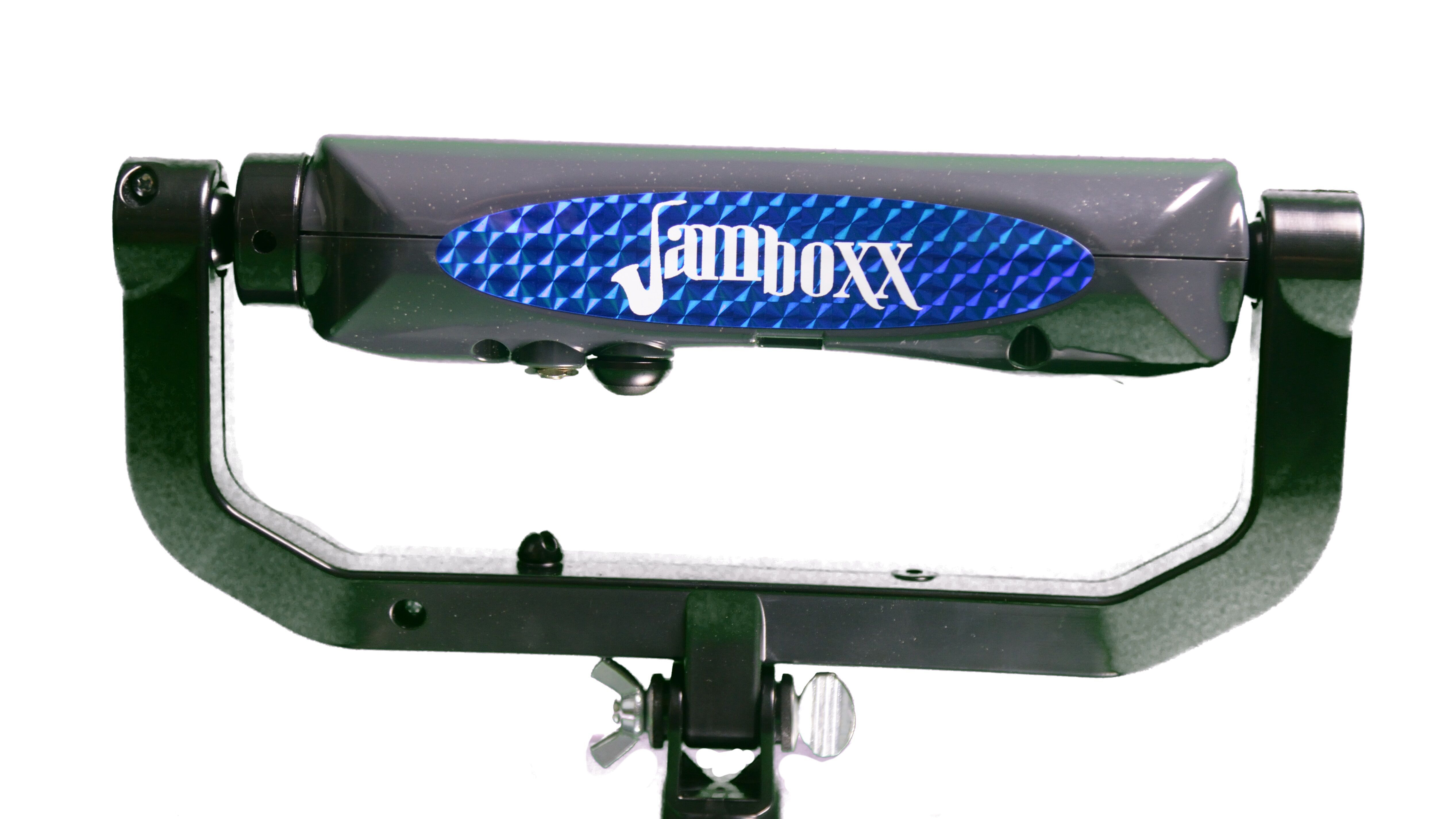 The Jamboxx, a breath powered instrument that can be played hands free.